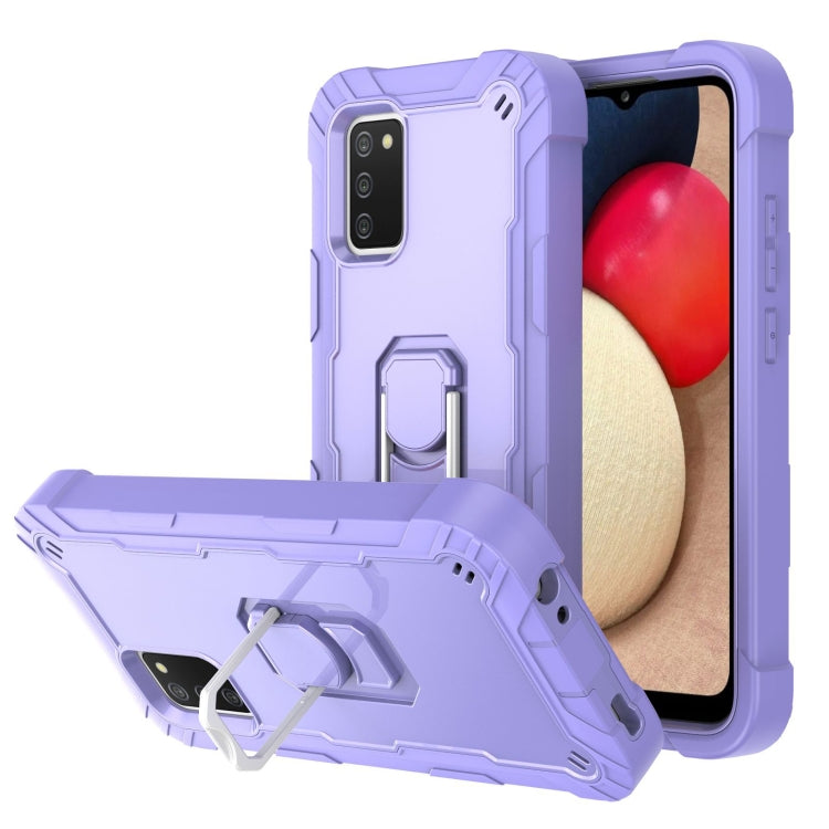 Shockproof phone case with rotating holder, purple back and light purple frame