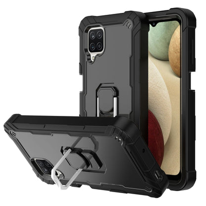 Shockproof phone case with rotating holder, dark gray back and black frame