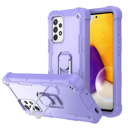 Shockproof phone case with rotating kickstand, purple and light gray rugged armor