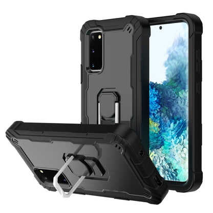 Shockproof phone case with rotating kickstand, black rugged armor with textured grip