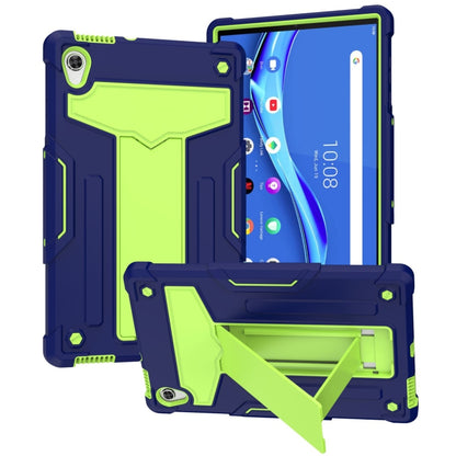Shockproof tablet protective case, navy blue with lime-green accents and kickstand cover
