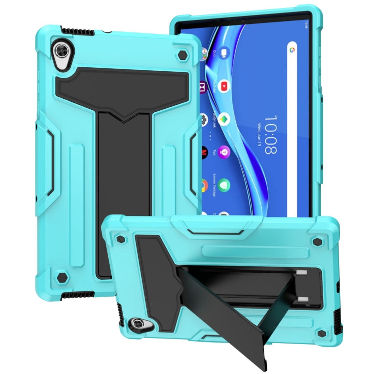 Shockproof tablet protective case, turquoise with dark accents and front kickstand