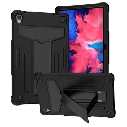 Shockproof tablet case with built-in kickstand, black rugged frame and cover