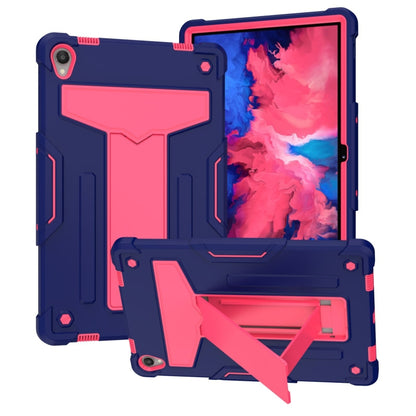 Shockproof tablet protective case, navy blue with pink accents and front kickstand stand