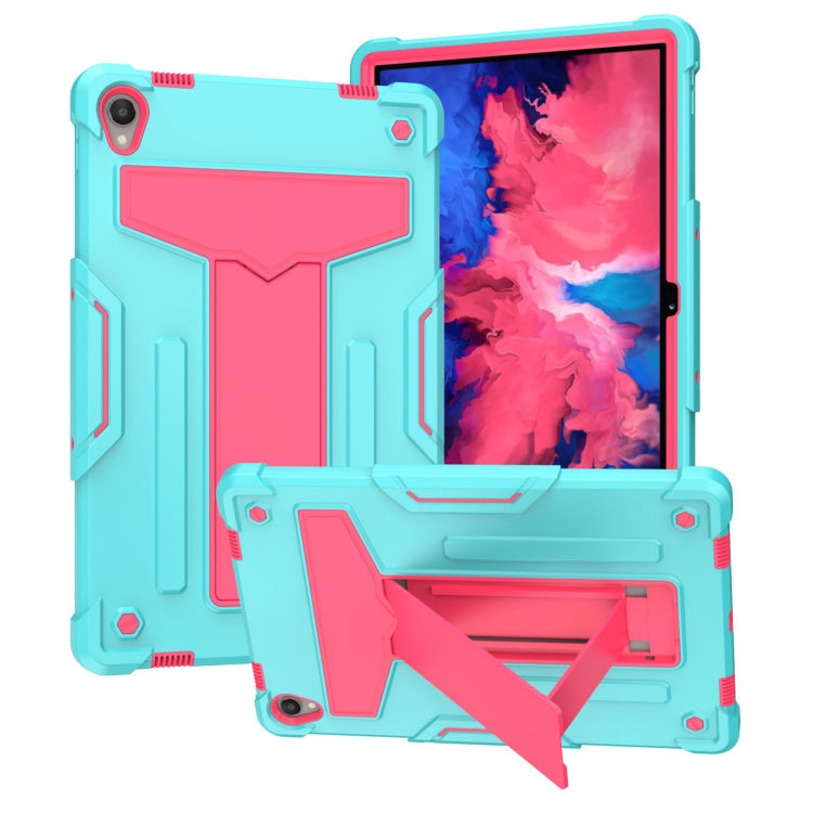 Shockproof tablet case with kickstand, light blue and pink contrast, protective bracket cover