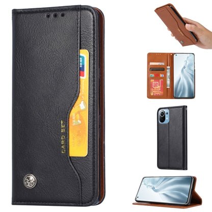 Black leather flip wallet phone case with card slot and stand features