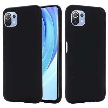 Black liquid silicone protective phone case with raised camera edges; front and back view.