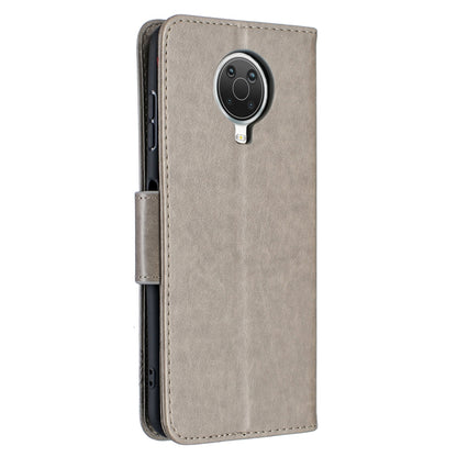 Grey PU leather phone case with stitched edges and camera cutout