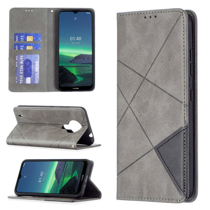 Grey magnetic leather flip case with card slots and wallet, for phone