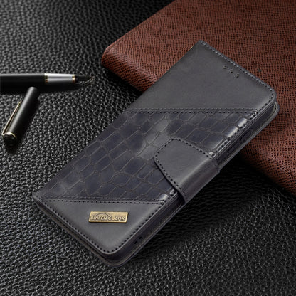 Dark gray crocodile-texture wallet flip phone case with magnetic front closure