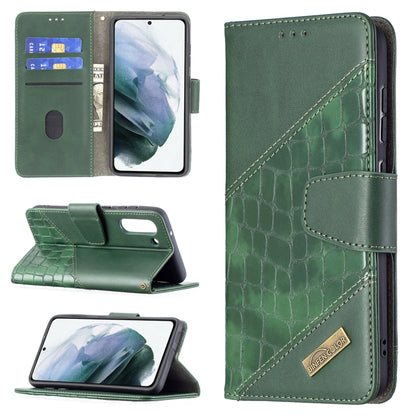 Deep green crocodile-texture flip PU leather phone wallet case with card slots