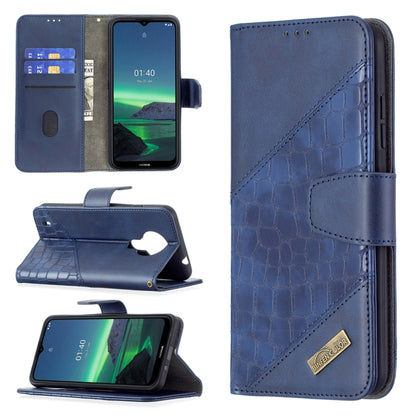 Blue crocodile-texture PU leather flip phone case with wallet card slots