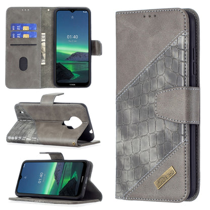 Dark gray crocodile-texture flip PU leather phone wallet case with card slots