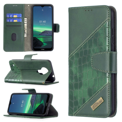 Green crocodile-texture flip PU leather phone wallet case with card slots