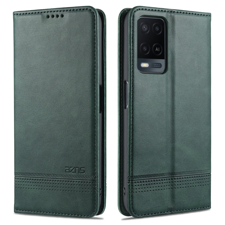 Dark green magnetic flip leather phone case with card slots and wallet, horizontal flip.
