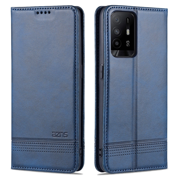 Dark blue AZNS magnetic flip leather phone case with card slots and holder