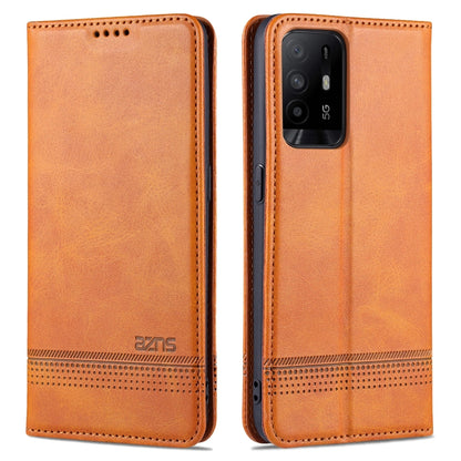 Orange AZNS magnetic flip leather phone case with card slots and holder
