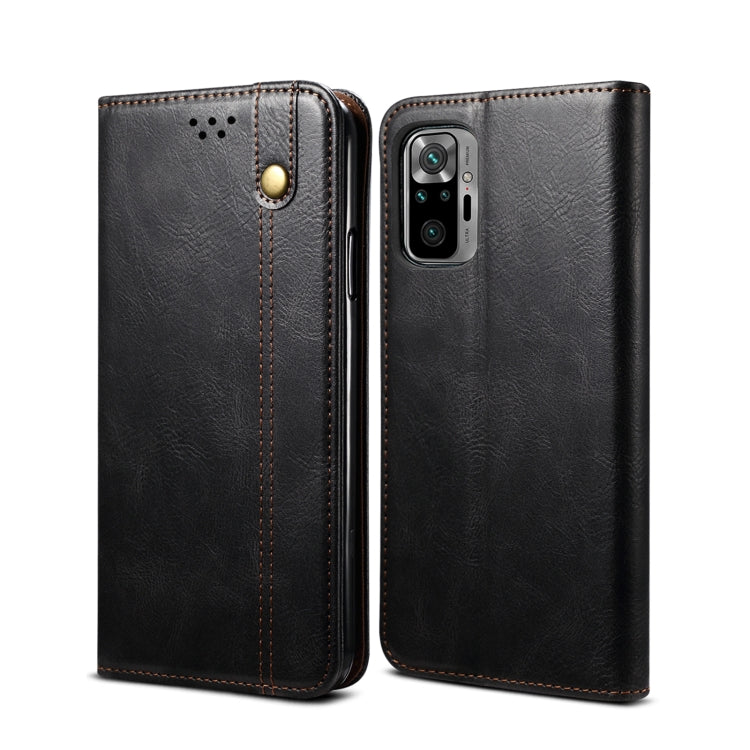 Black flip leather phone case with camera cutout and snap button