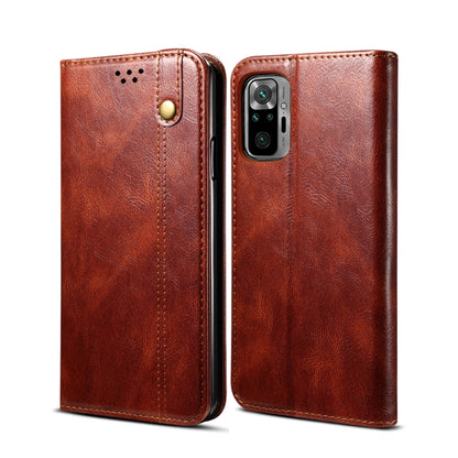 Rust brown flip leather phone case with camera cutout and snap button