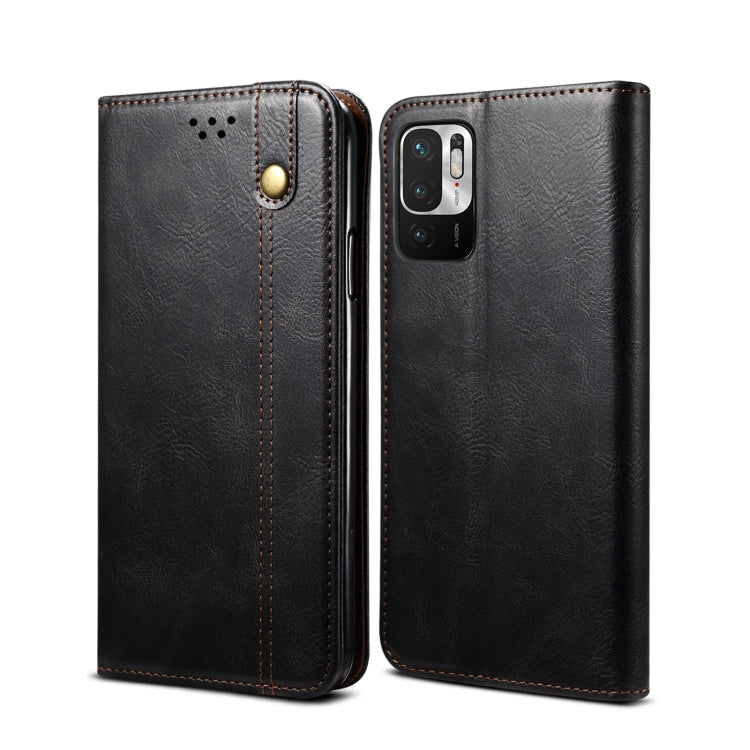 Black flip leather wallet phone case with card slots, gold snap, camera cutout