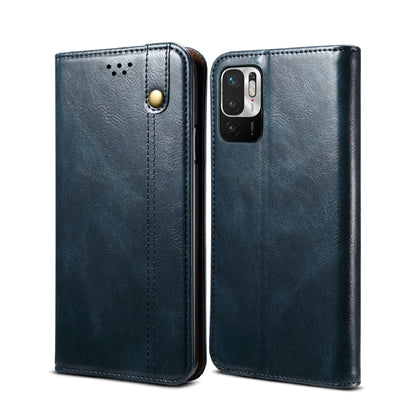 Navy blue horizontal flip leather wallet phone case with card slots and camera cutout