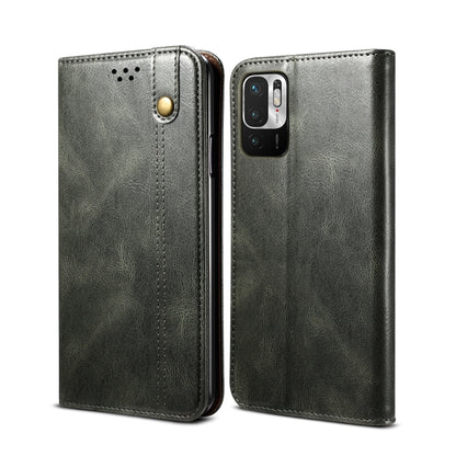 Dark green horizontal flip leather wallet phone case with card slots and camera cutout