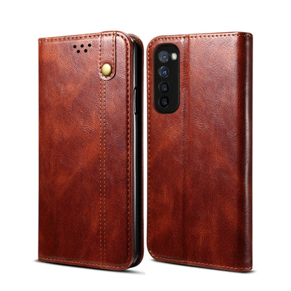 Crazy horse leather wallet phone case with horizontal flip and card slots, warm brown