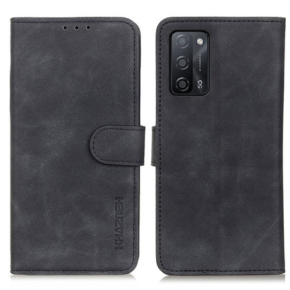 Black PU flip phone wallet case with camera cutout and side buttons