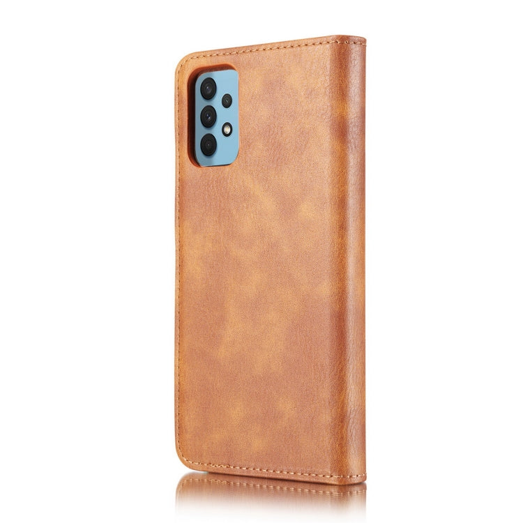Brown crazy-horse textured leather phone case with cutouts for camera and buttons