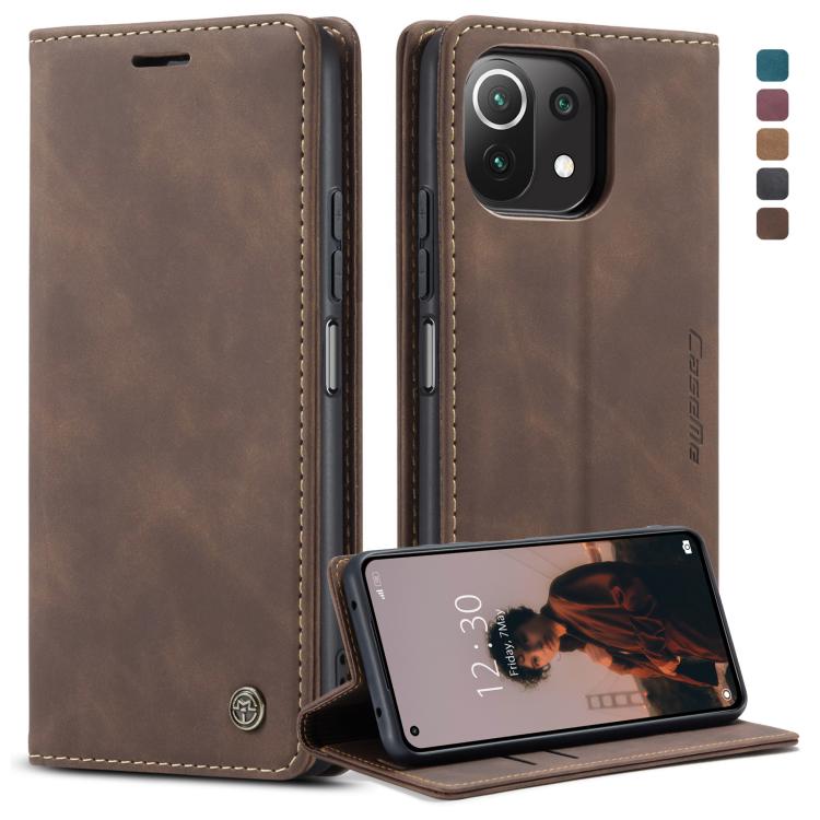 Dark brown horizontal flip leather phone case with card slot and stand holder