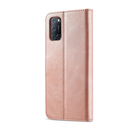Rose gold leather phone case, back with camera cutout and stitched edges