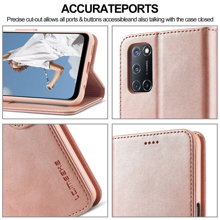 Rose gold leather phone case with precise cutouts and stitched finish