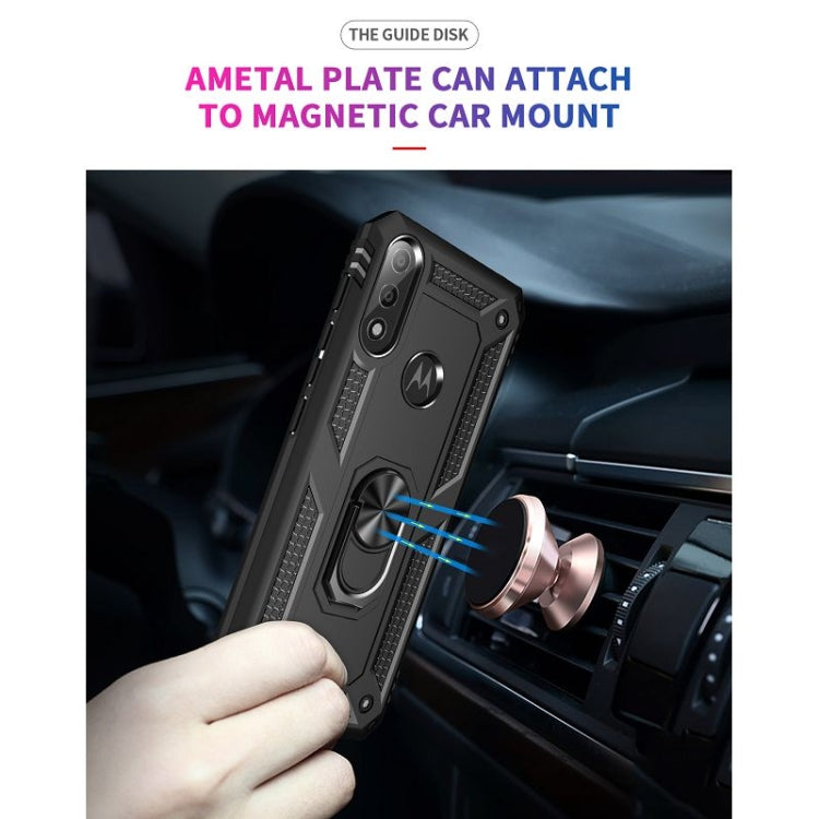 Shockproof phone case with metal plate for magnetic car mount, black rugged shell.