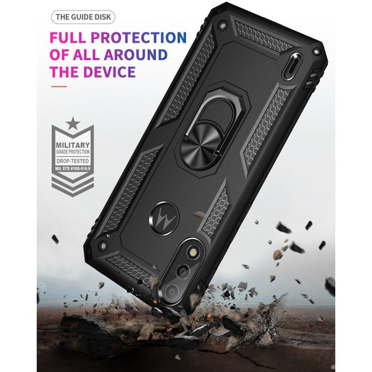 Rugged shockproof phone case with full coverage, black textured TPU PC shell.