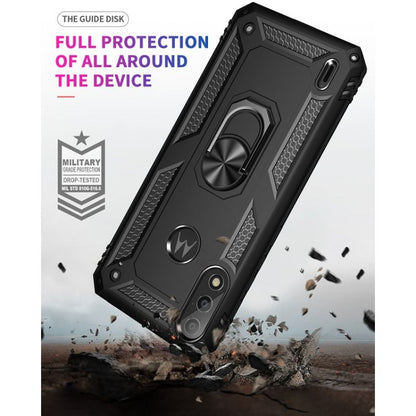 Rugged shockproof phone case with full coverage, black textured TPU PC shell.