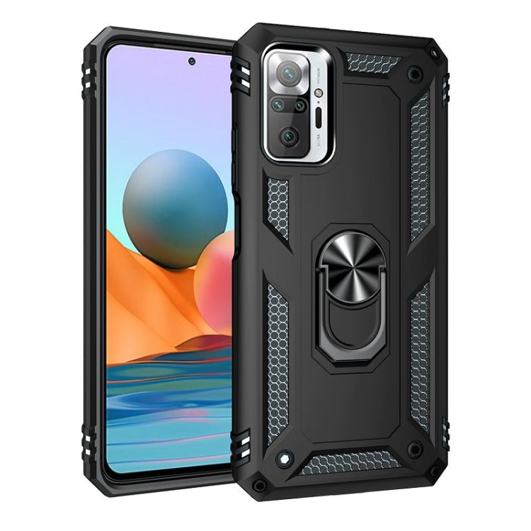 Black rugged shockproof phone case with TPU-PC armor and 360 rotating ring holder