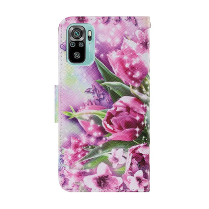 Floral PU leather flip phone case with butterfly and rose print, rear camera cutout