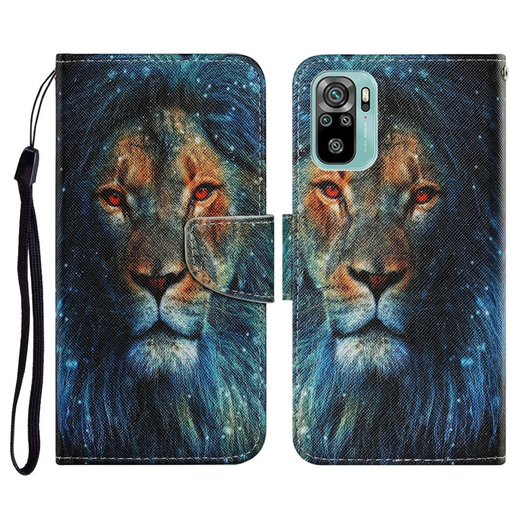 Flip PU leather phone case with lanyard, lion face graphic, card slots