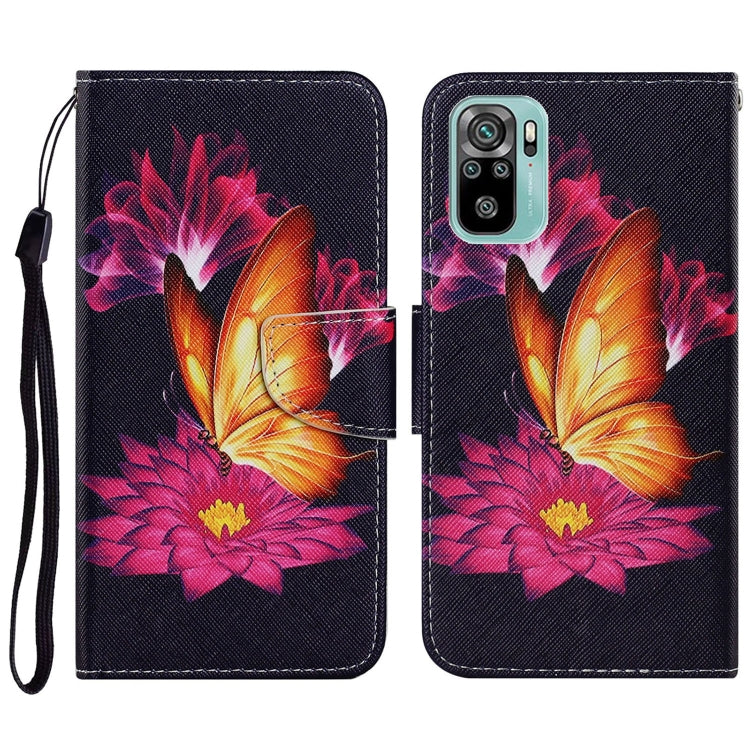 Flip PU leather phone case with lanyard, pink and yellow flower print, card slots
