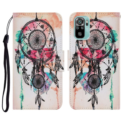 PU leather phone wallet case with dreamcatcher pattern, magnetic flip and wrist strap