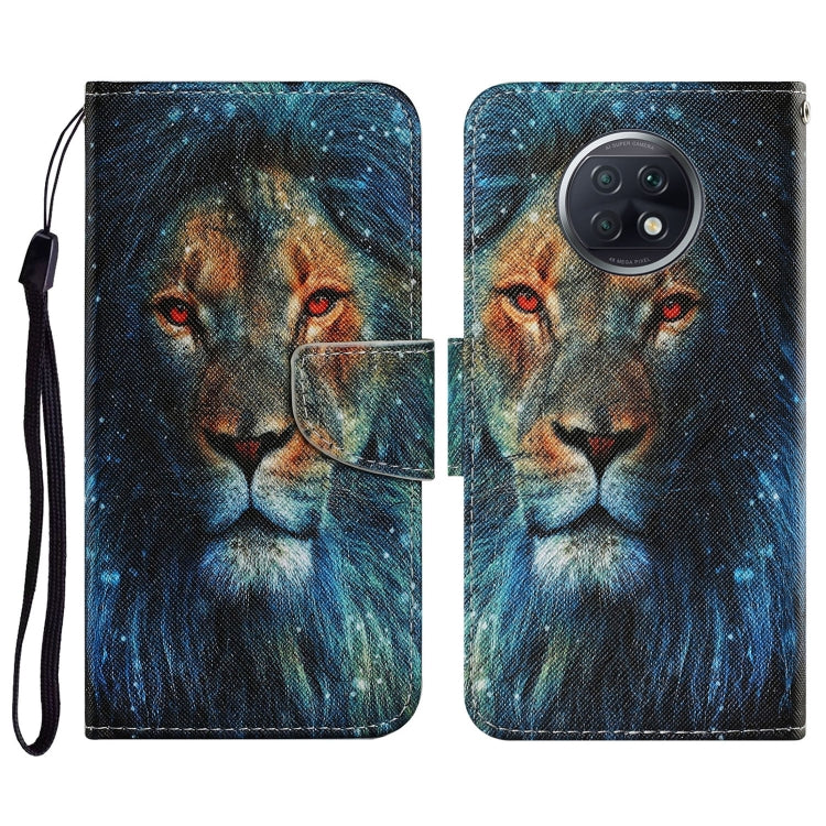 PU leather phone wallet case with lion portrait print, magnetic flip and wrist strap