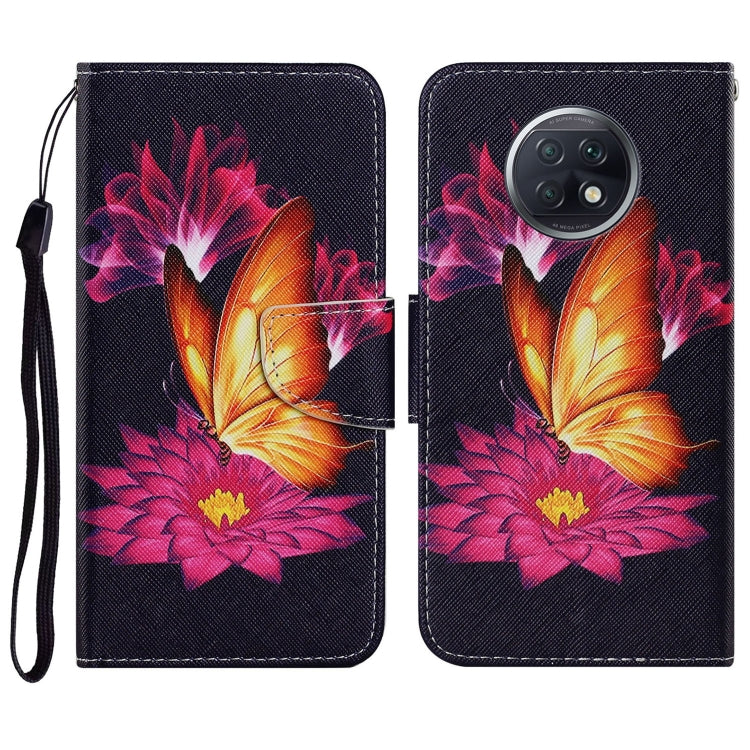 PU leather phone wallet case with black and colorful flower print, magnetic flip and wrist strap