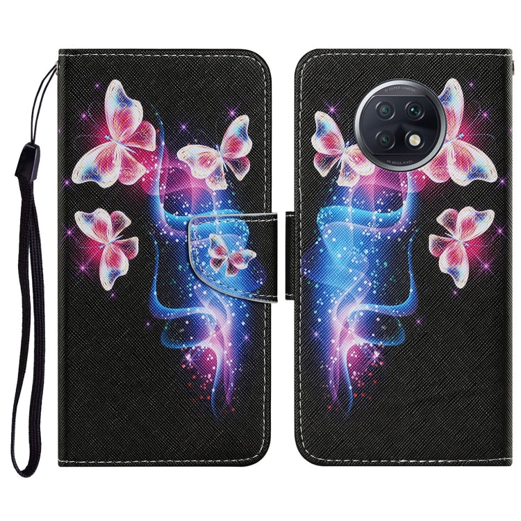 PU leather flip phone wallet case with lanyard, dark butterfly pattern and card holder