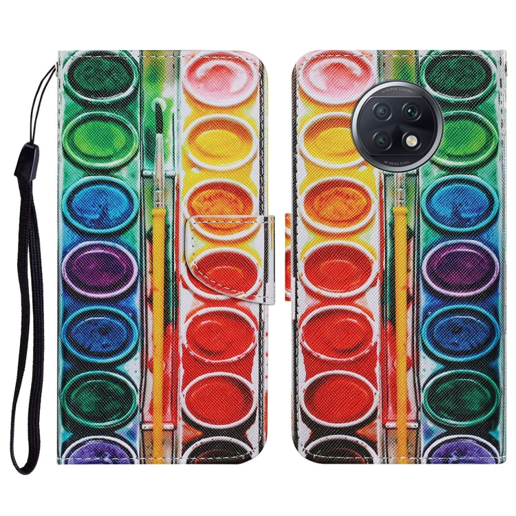PU leather flip phone wallet case with lanyard, colorful circle paint pattern