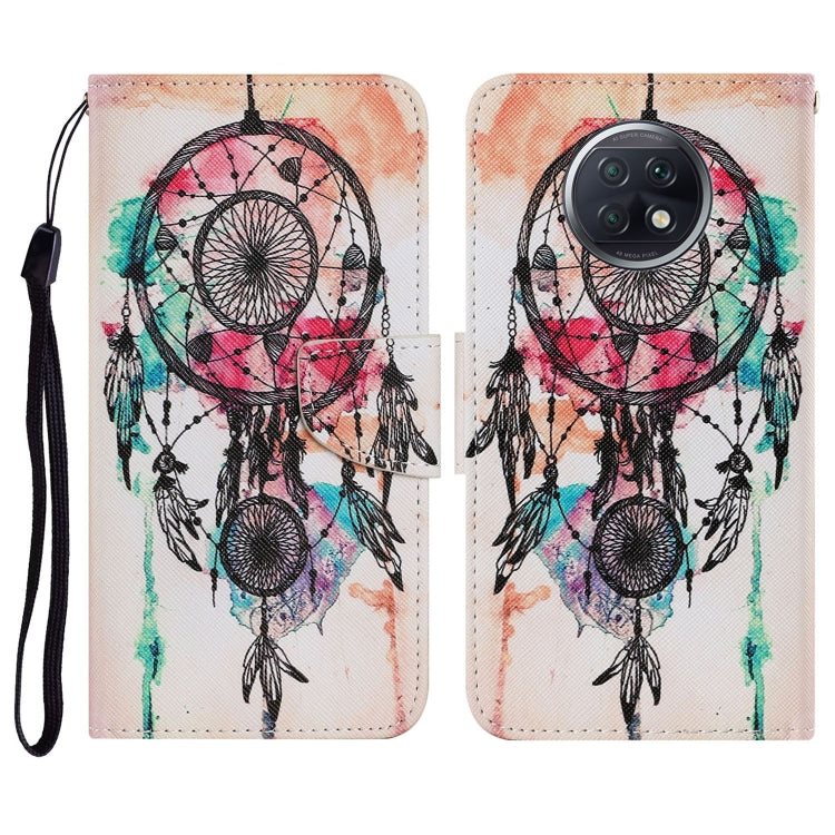 PU leather flip phone wallet case with lanyard, dreamcatcher feather pattern