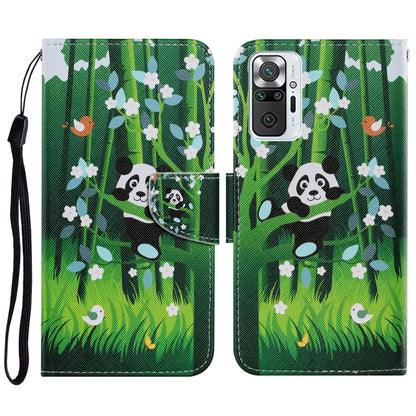 PU leather phone wallet case with horizontal flip, panda and blossom pattern, card holder, lanyard