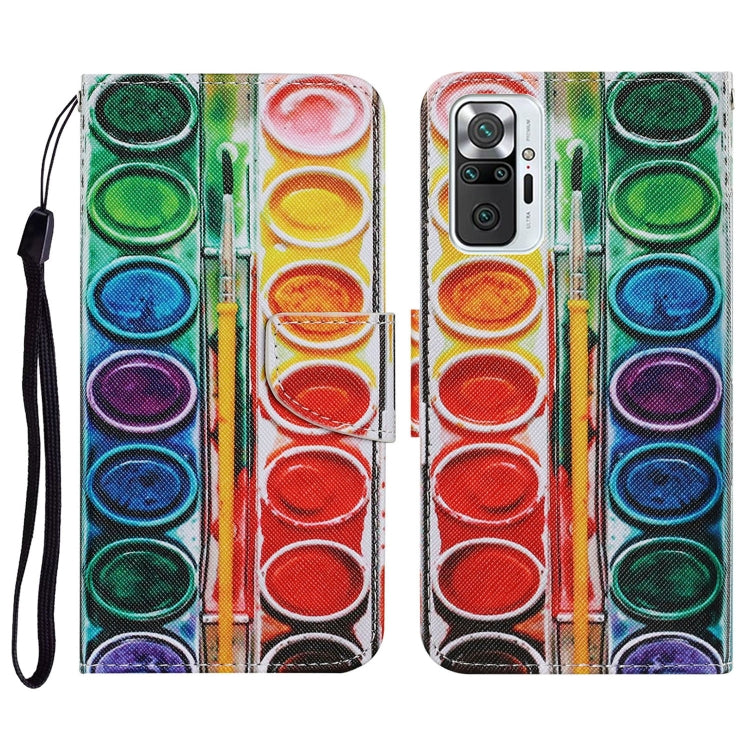 PU leather phone wallet case with horizontal flip, colorful art palette pattern, card holder, lanyard