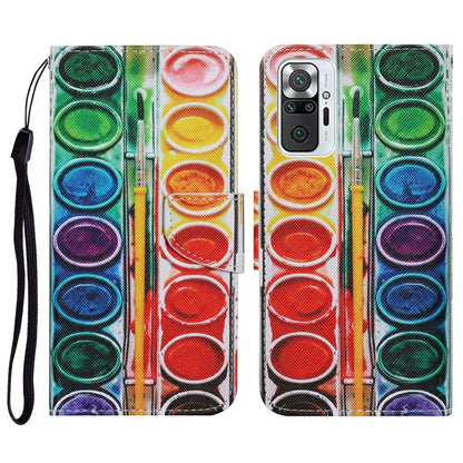 PU leather phone wallet case with horizontal flip, colorful art palette pattern, card holder, lanyard