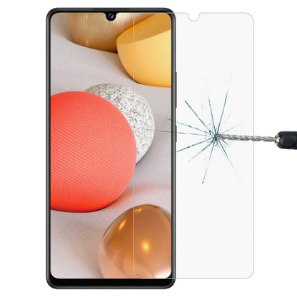 Tempered glass screen protector covering phone front display with clear 2.5D edges