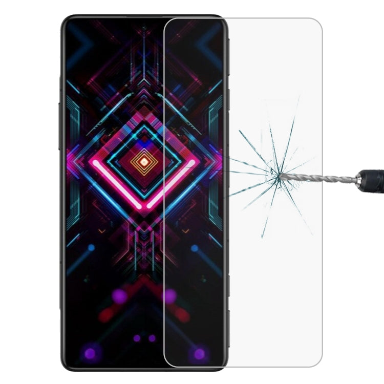 Clear 2.5D tempered glass screen protector for smartphone, over dark display, 1 pc